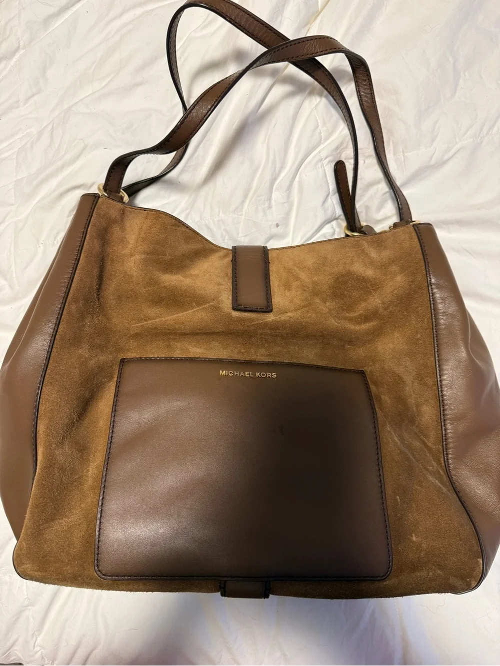 Michael Kors Brown Suede & Leather Shoulder Bag